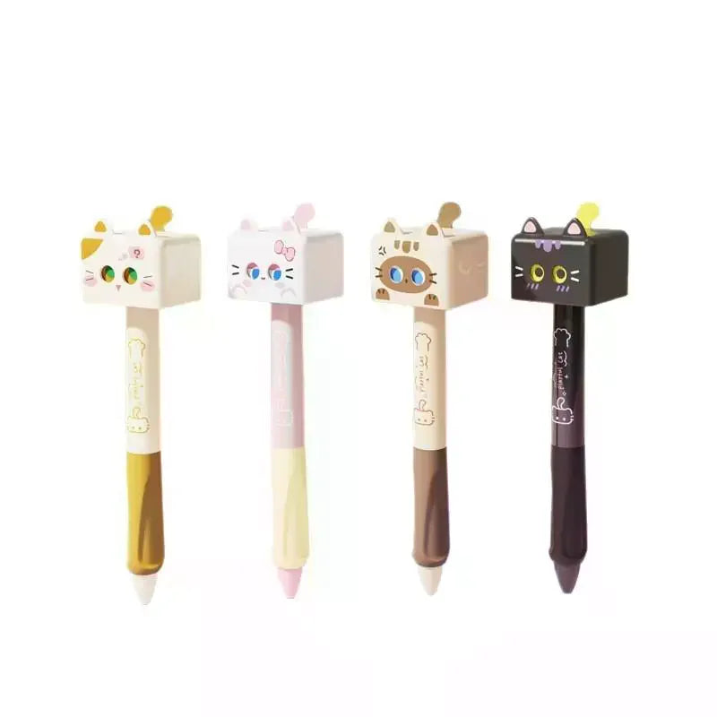 1 Cute Cat Gel Pen Black Ink Smooth Ballpoint Stress Relief Quick Qme
