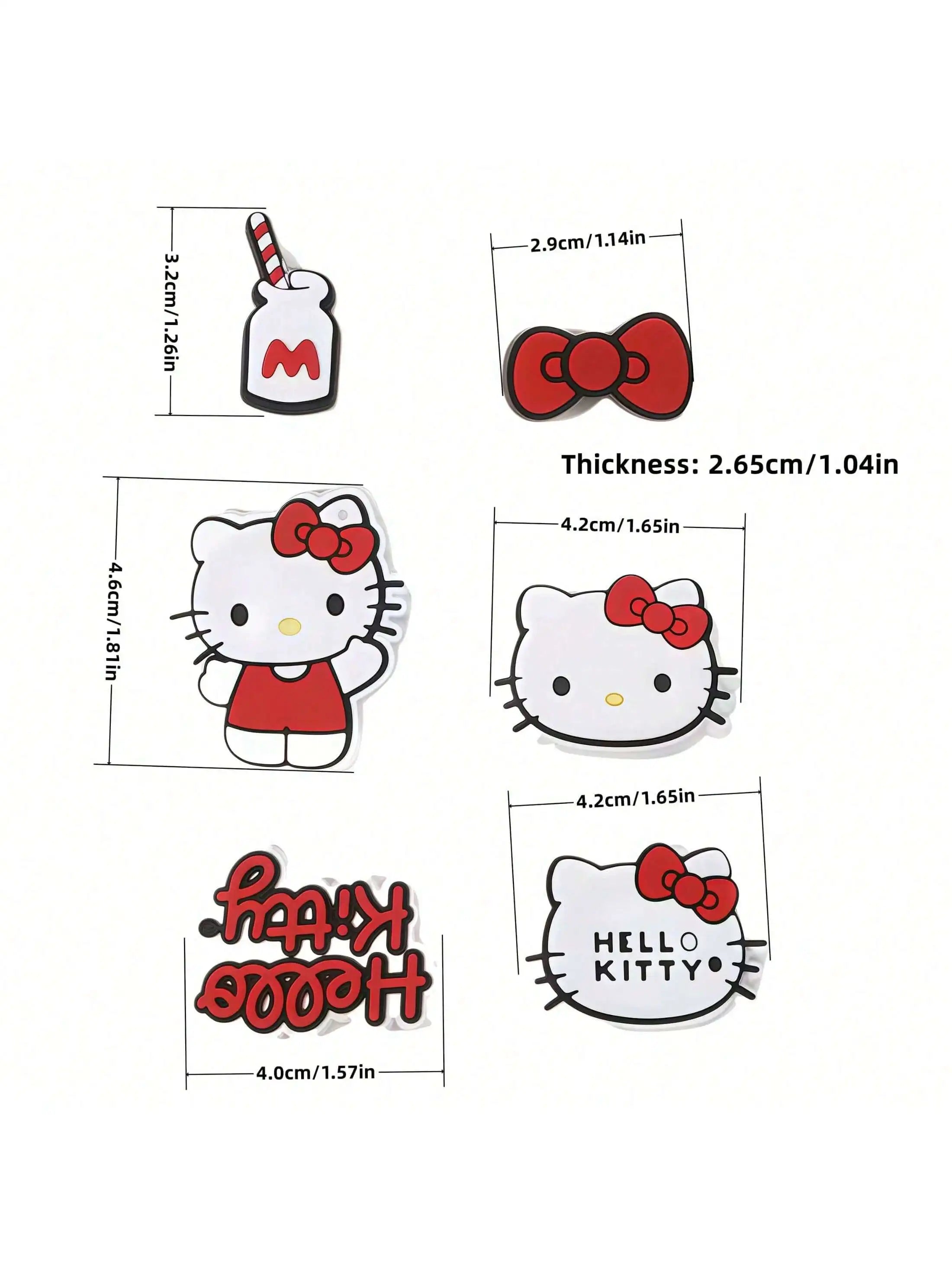 6 Hello Kitty Shoe Decor Cute Hole Shoes KT 3D Accessories Buckle Qme 6pcs