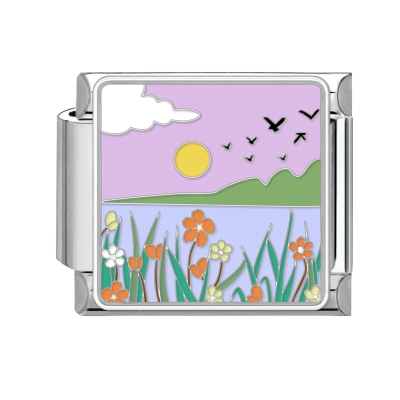 Y2K Colored Street View Flower Cute Cat Italian Charm Link Fit