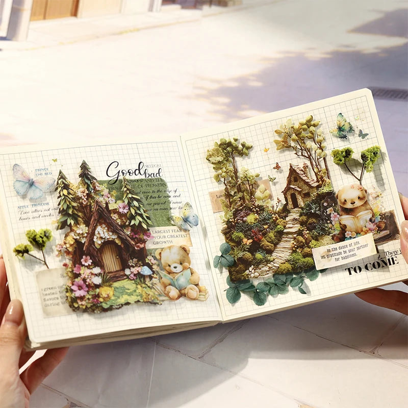 Fairy Tale House Scenery Stickers, Multi-Scene Collage Materials for Journal Scene Creation, Elegant Stationery for Students Qme