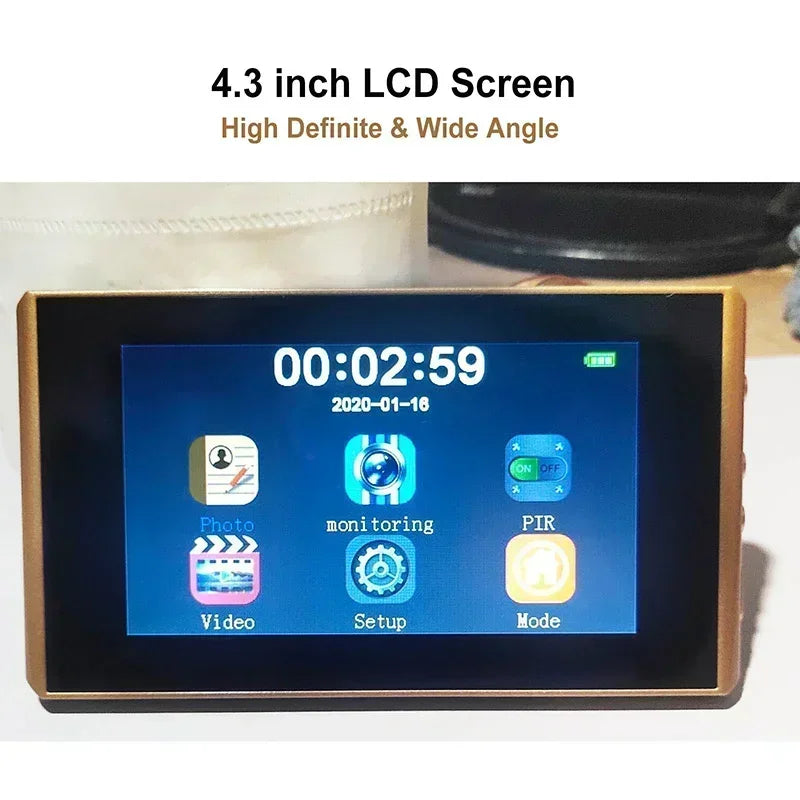 4.3" Inch Door Viewer Video Peephole Camera Motion Detection Monitor Digital Ring Doorbell Video-Eye Safety Recording Qme