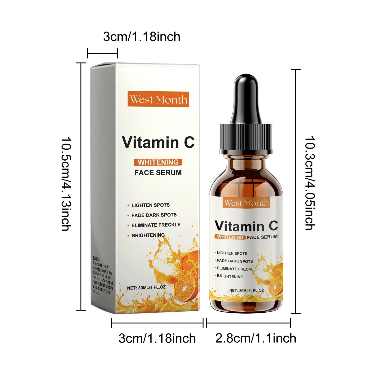 Vitamin C Facial Essence Dark Spot Remover Brightening Moisturizing Firming Serum Fade Fine Lines Improve Dullness Facial Skin Qme