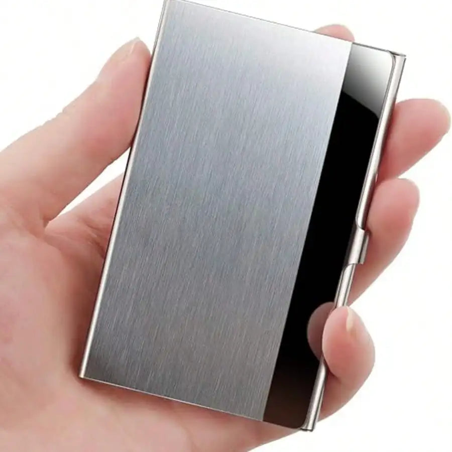 1 Metal Business Card Holder Unisex Stainless Steel Case Fits 10-20 Qme
