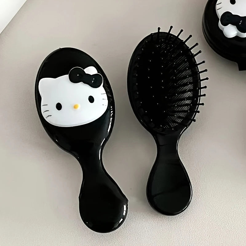 Cute Hello Kitty Black Air-cushion Comb 2-in-1 Mini Mirror Qme