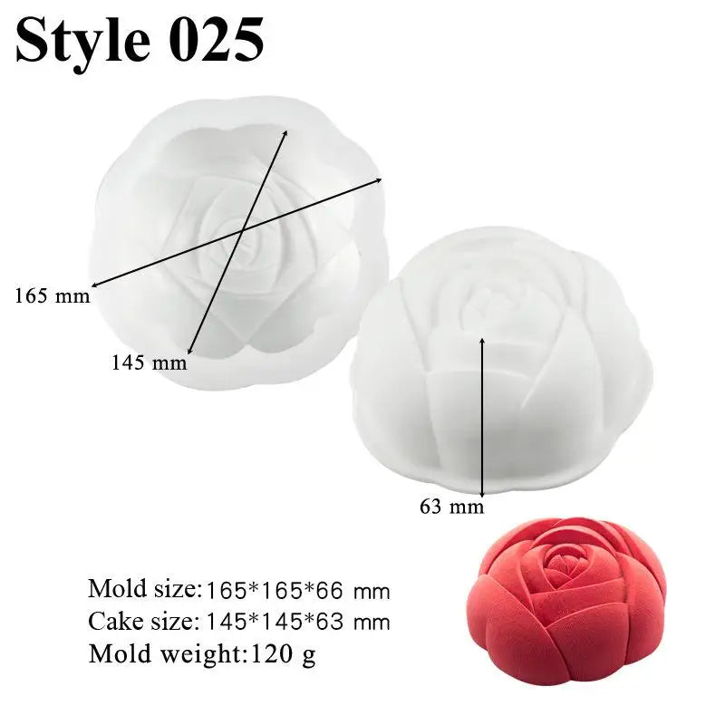 Rose Shape Silicone Cake Mold Mousse Pastry Valentine's Day Party Qme A5