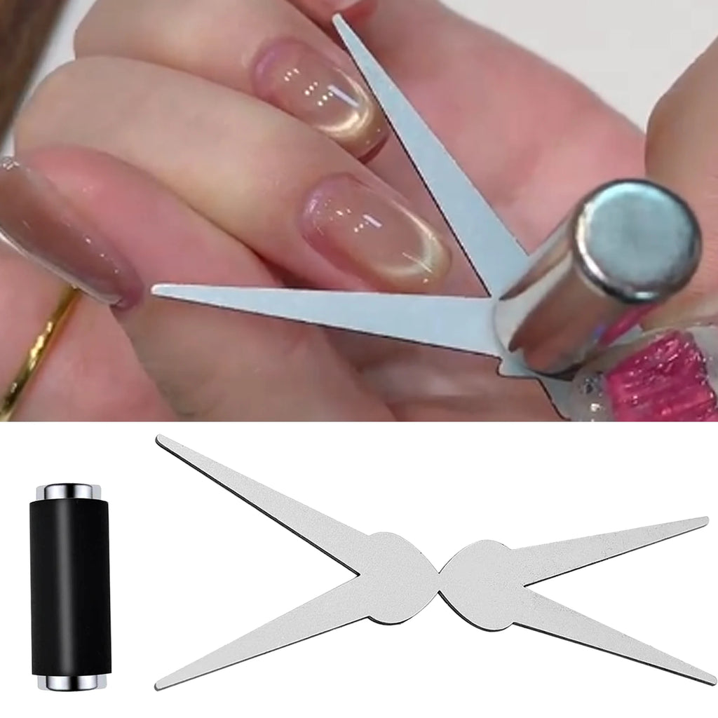 Double-head French Nail Art Magnet Set Cat Eye Magnetic Rod Combination Nail Art DIY V-Shaped Effect Gel Nail Polish Magnet Qme