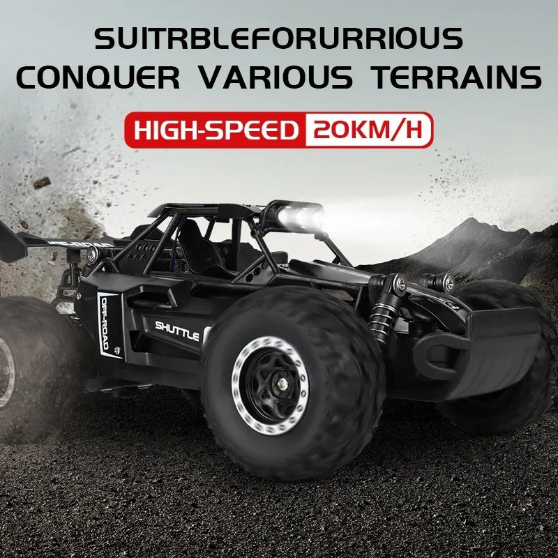 RC Car 2.4Gh Model With LED Lights 2WD High Speed Off-road Remote Control Climbing Vehicle Outdoor Cars Drift Kid Toys Boys Gift Qme