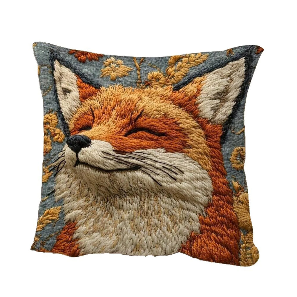 1PC Linen 2D Lovely Fox Printed Throw Pillowcases Home Sofa Decorative Cushion Covers Washable Skin-friendly Bed Pillow Case Qme