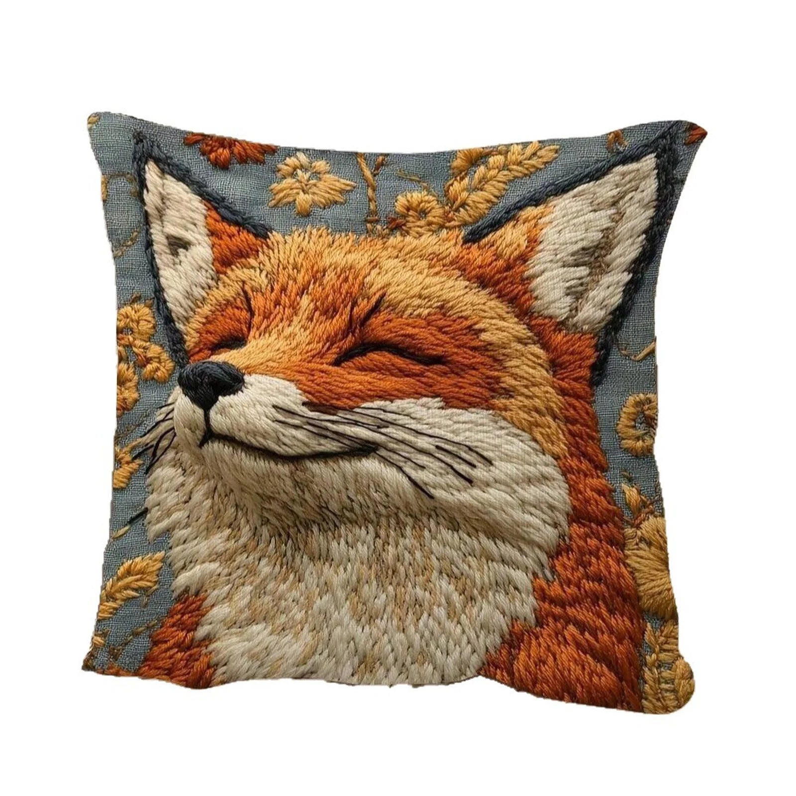 1PC Linen 2D Lovely Fox Printed Throw Pillowcases Home Sofa Decorative Cushion Covers Washable Skin-friendly Bed Pillow Case Qme