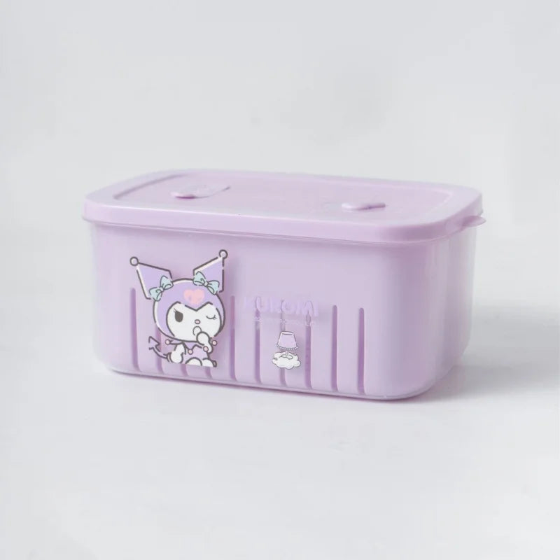 Hello Kitty Kuromi Kitchen Food Storage Containers Vegetable Washing Basin and Drain Basket Plastic Fruit Bowl for Home Use Qme