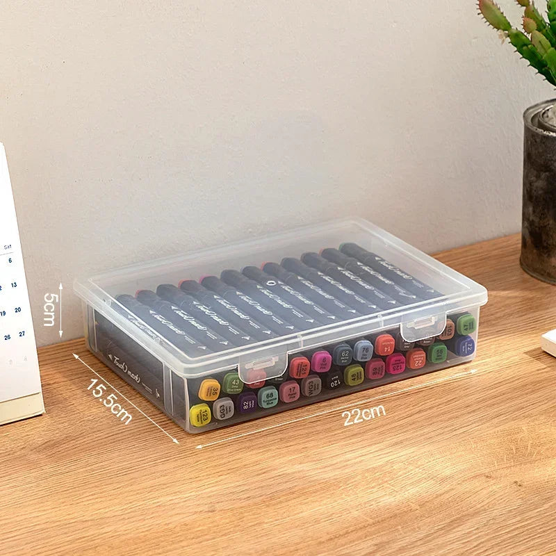 Large Capacity Pencil Case Transparent Plastic Notebook Sketch Marker Colored Lead Painting Storage Box, Back To School Supplies Qme Small