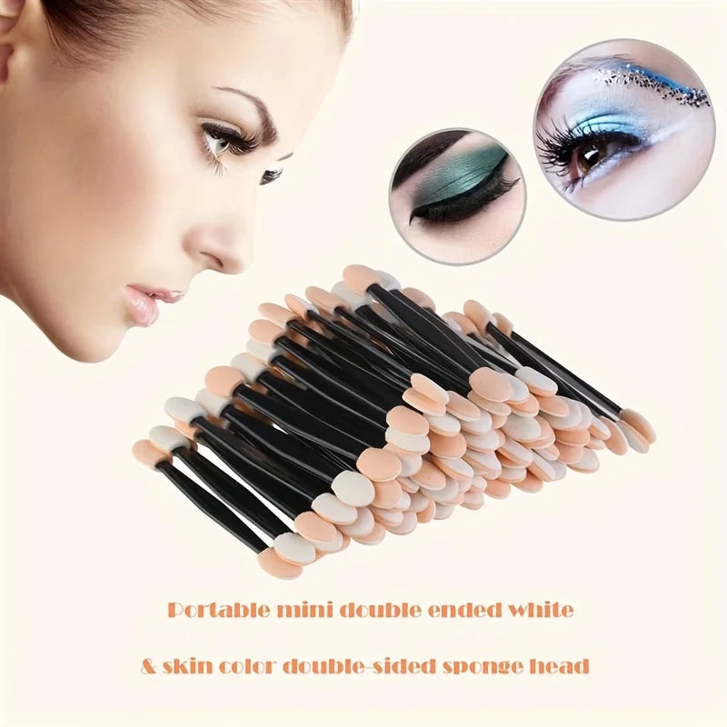 50 100 Disposable Eye Shadow Brush Makeup Dual Sided Sponge Nylon Qme