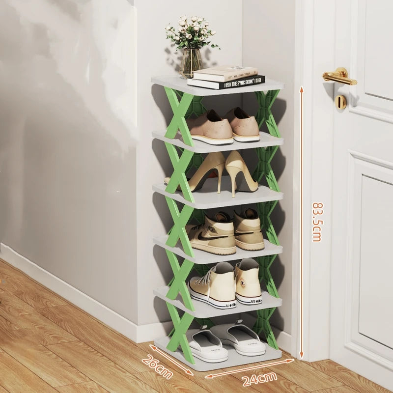 Multifunctional Shoe Cabinets Free Splicing Storage Rack Detachable Shoe Storage Saving Space Household Door Shoe Organizer Rack Qme 6th Green color