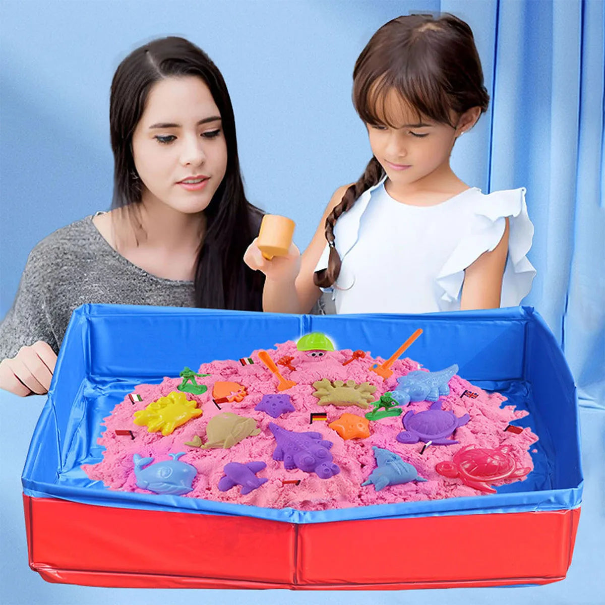 Outdoor Portable Sand Box for Kids Foldable Sandbox for Summer Sand & Water Table Beach Toys for Boys Girls Swimming Pool Qme
