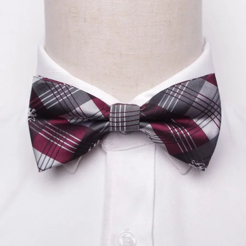 Classic Black Men Bow Ties Fashion Polyester Bowtie Woven Dot Checked