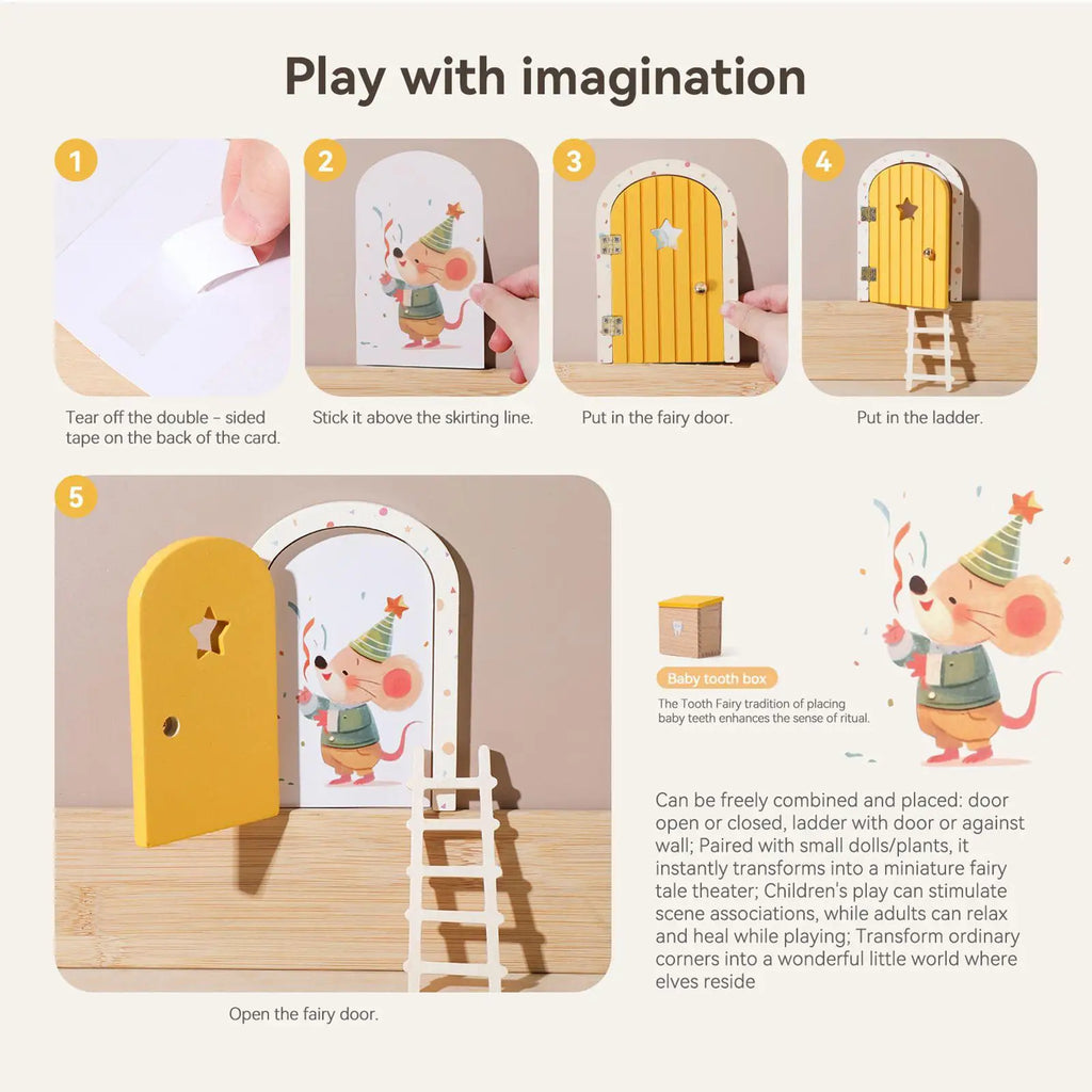 Wooden Fairy Door Tiny Holiday Party Supplies Thanksgiving Birthday Qme