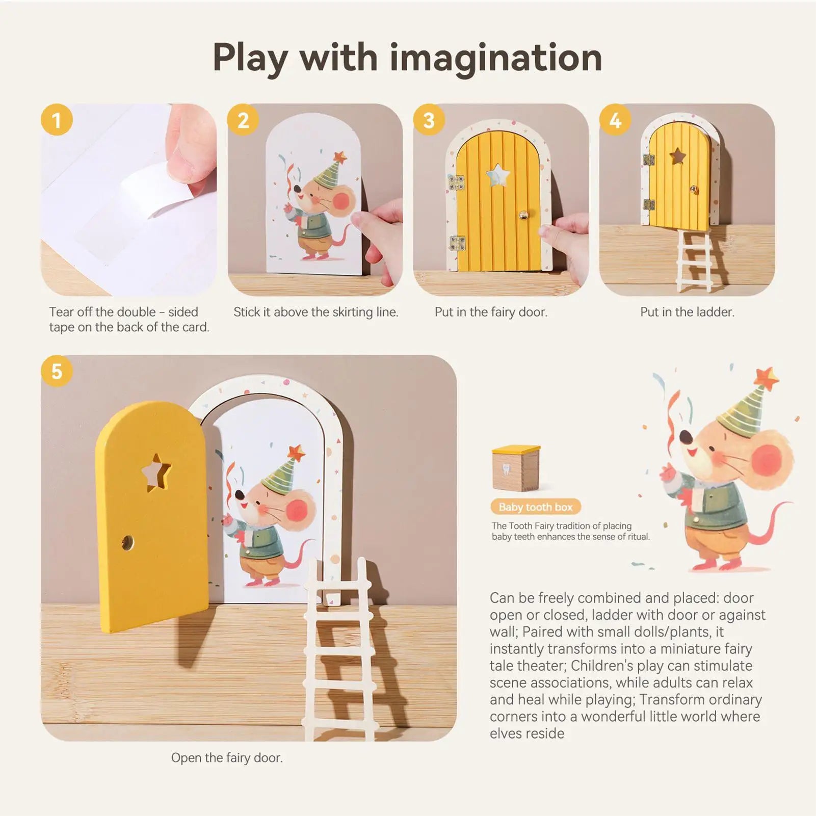 Wooden Fairy Door Tiny Holiday Party Supplies Thanksgiving Birthday Qme