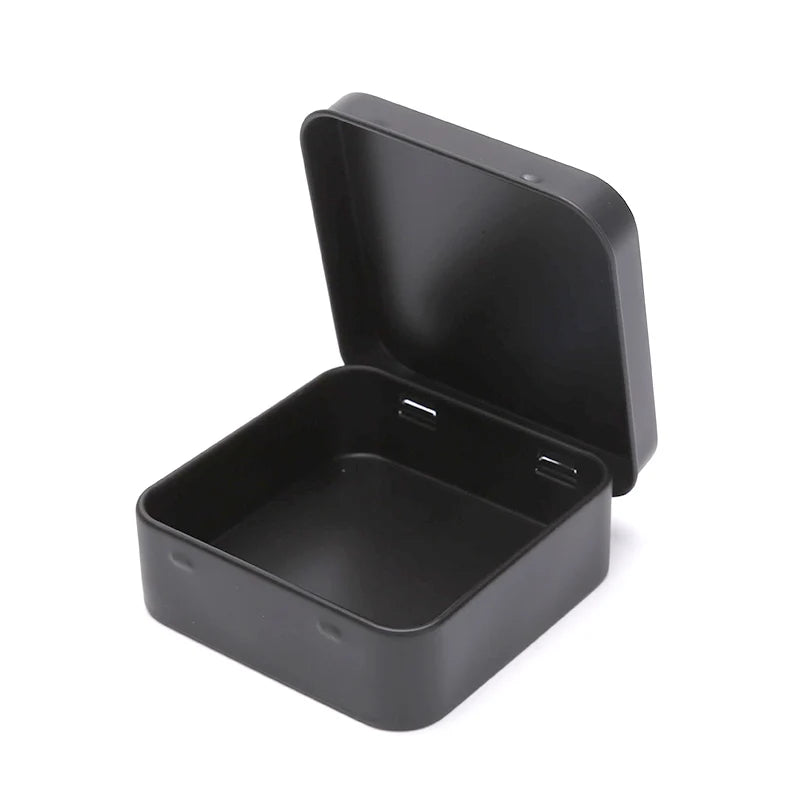 Mini Square Small Tin Box Metal Hinged Flip Storage Case Jewelry Coin Qme