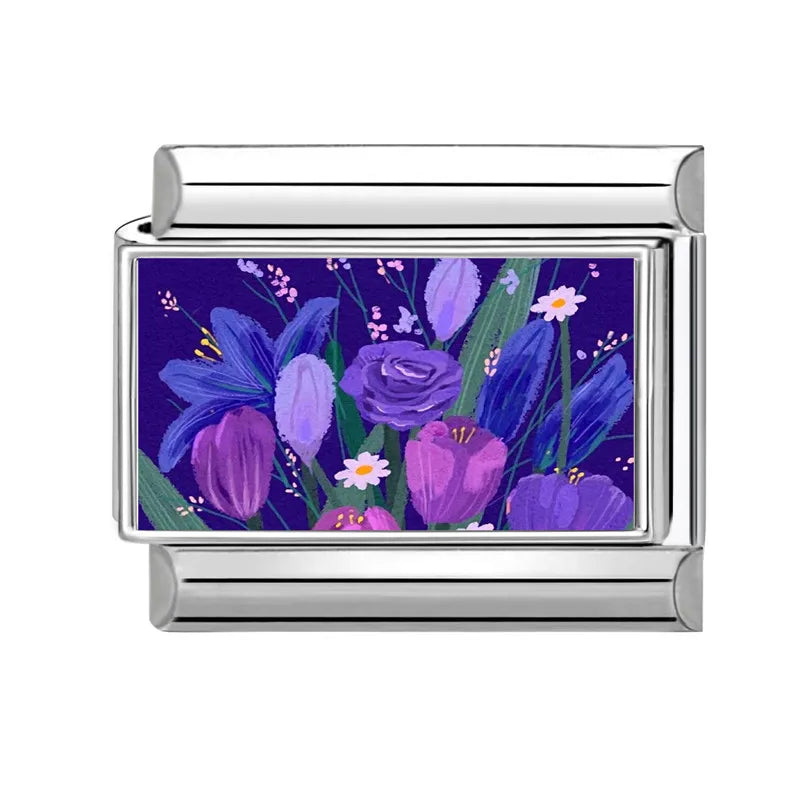 Fashion Iris Hyacinth Sunflower Daisy Flowers Series Italian Charm