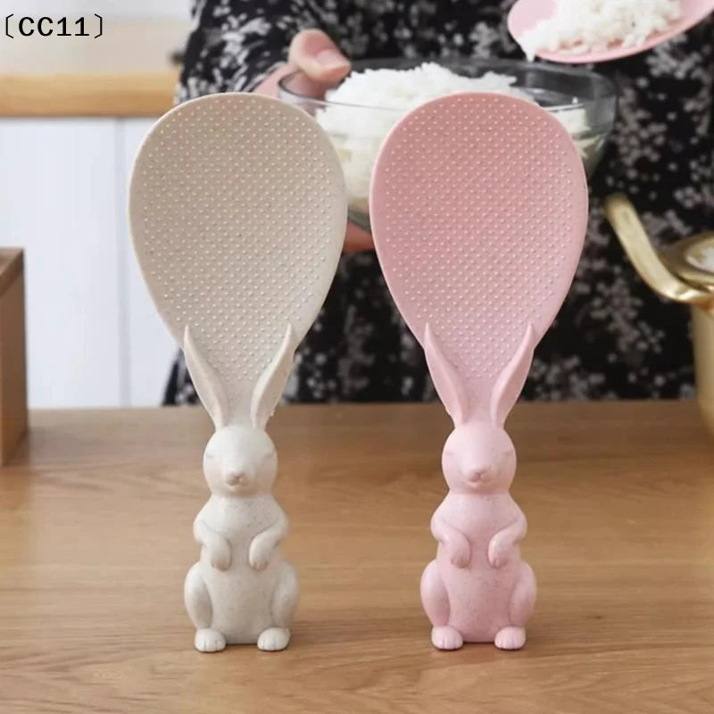 Straw Rabbit Spoon Can Stand Up Rice Spatula Cooker Creative Qme