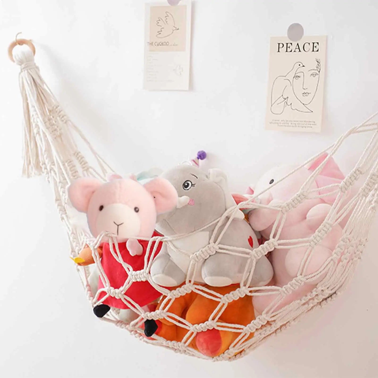 Hammock for Stuffed Animals Toy Net Wall-Mounted Corner Holder Organizer Storage for Playroom Nursery Dorm Bedroom Decor Qme