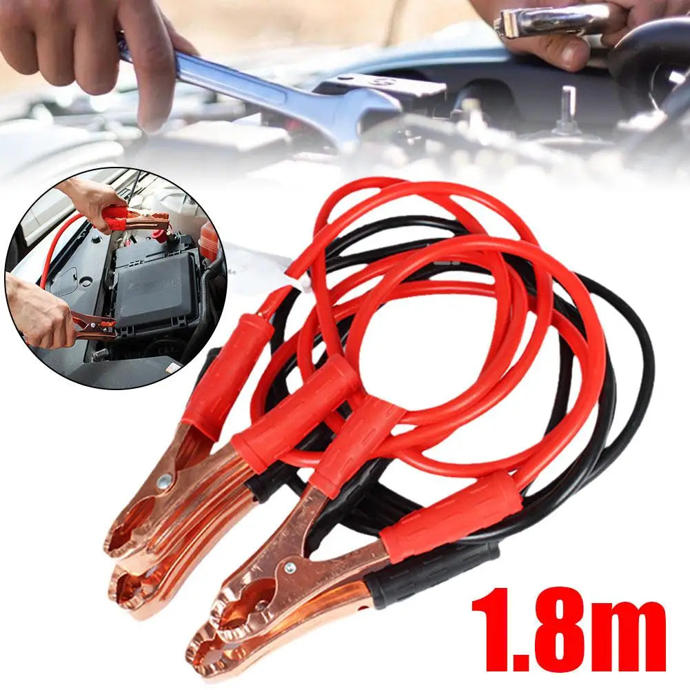NEW 1.8 M 500A Car Battery Jump Cable Booster Cable Line Emergency Jump Starter Leads Van SUV Double-ended With Clamps Clips Qme
