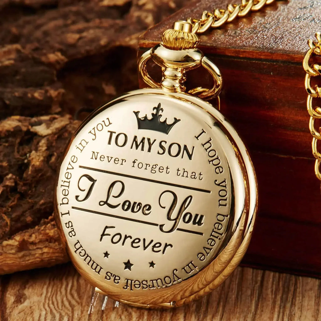 Pocket watch TO MY SON, Husband, GRANDPA carved retro quartz pocket watch pendant retro pocket watch Qme