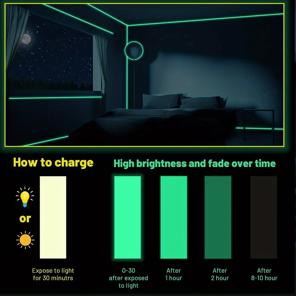 Luminous Fluorescent Night Self-adhesive Glow In The Dark Sticker Tape Safety Security Home Decoration Warning Adhesive Tape Qme