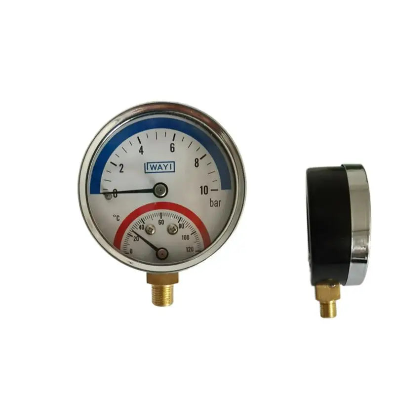 2-In-1 Pressure Gauge And 10 Bar Temperature And Pressure Gauge Temperature 0-120°C Temperature And Pressure Meter Qme