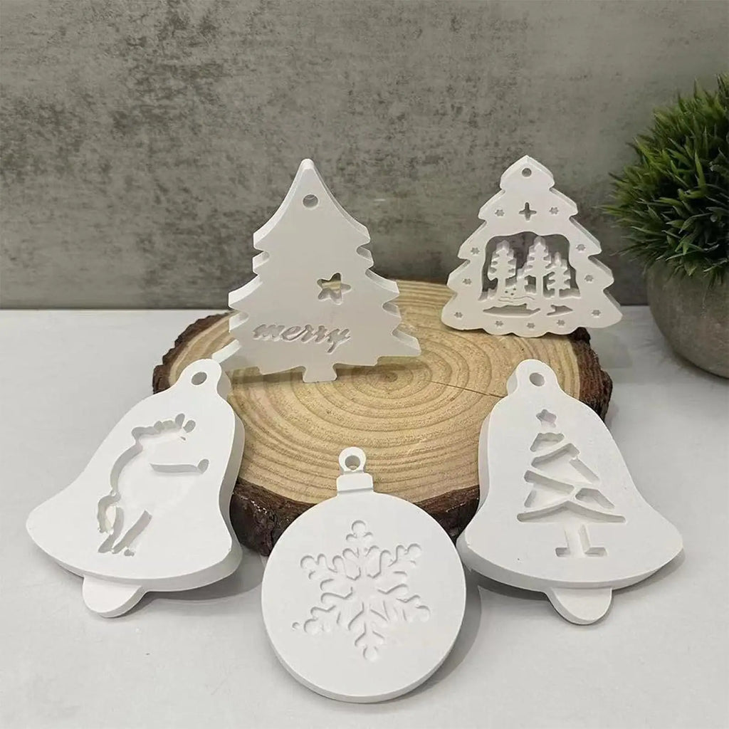 Christmas Resin Molds Ornaments Pendant Reusable Charm Plaster Wax Qme