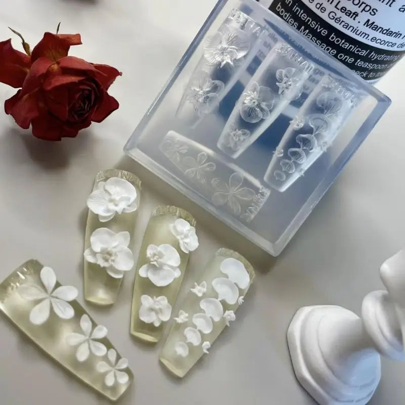 Soft Silicone 3D Nail Mold Orchid Flower Template DIY Art Decoration Qme