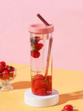 Portable Plastic Leak Proof Sports Water Cup Filter Layer Folding Qme red