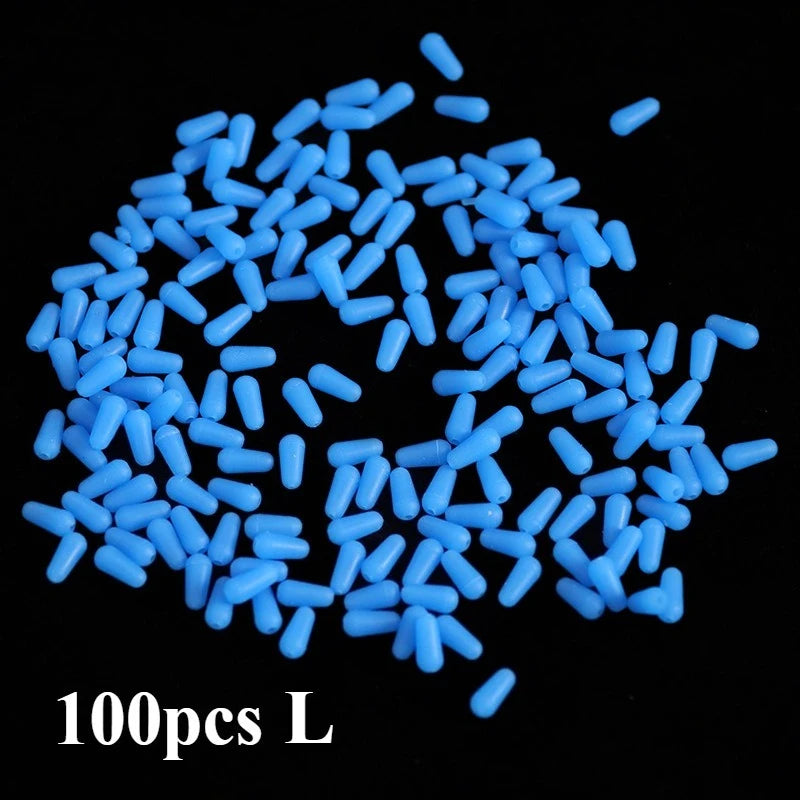 100pcs/lot Anti-tangling Rubber Fishing Float Blue Oval Stopper Fishing Float Space Beans SeaTool Fishing Bobber Accessories Qme 100pcs L