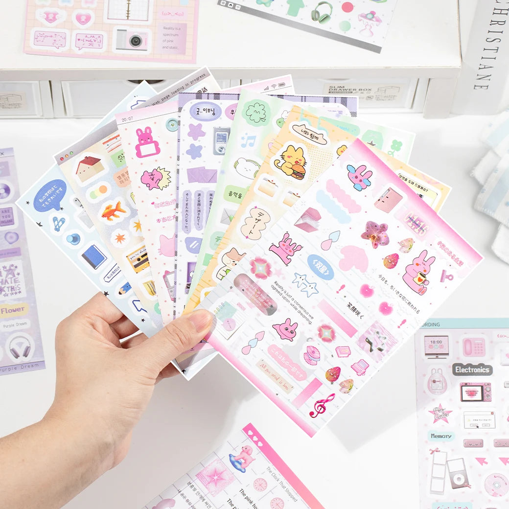 TIANZI 20 Pcs Die cut Stickers Book Cartoon Aesthetics Decoration Handmade Scrapbook Diary Supplies Japanese Stationery Sticker Qme