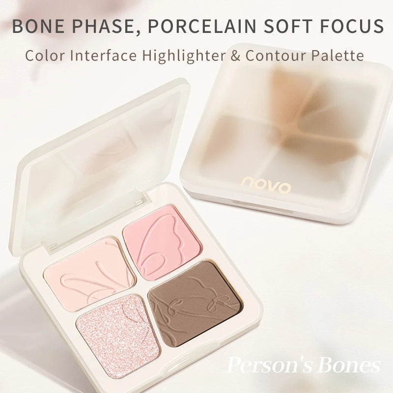 Contour Highlighter Palette, Long-Lasting And Durable, No Clumping, Easy To Mix, Natural And Soft Contours, Facial Shaping Qme