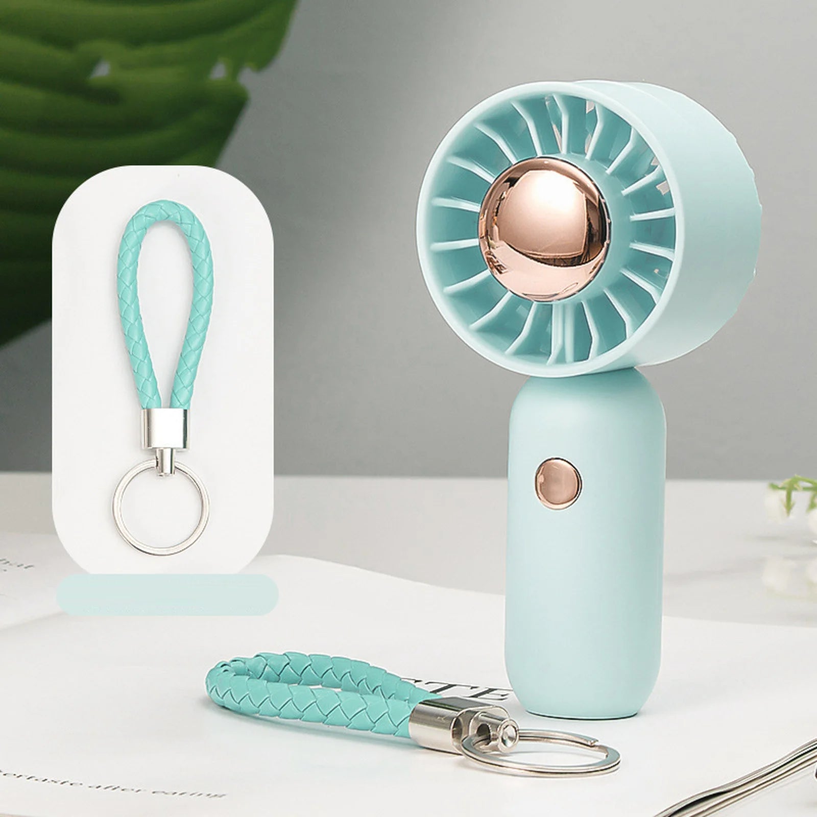 Small Outdoor Portable Handheld Fan Powerful Wind High Speed Fan New Solid Color Mini Fan Summer Daily Essential Products Qme Blue one size