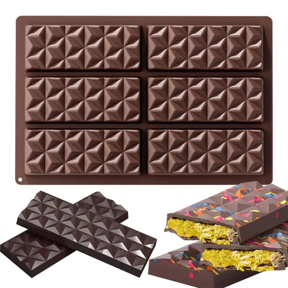 6 Cell Silicone Triangle Diamond Candy Mould DIY Chocolate Baking Qme