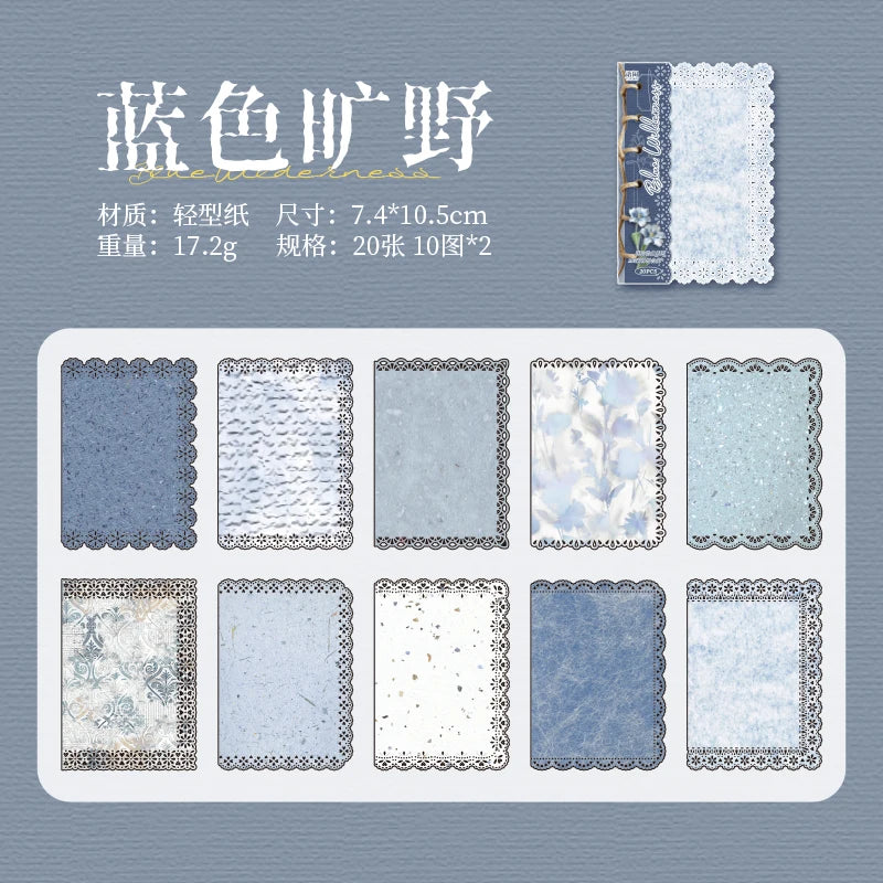 20 sheets Ins Lace Memo Material Book Decorative Paper Creative Collage Junk Journal DIY Scrapbooking Aesthetic Craft Paper Qme B