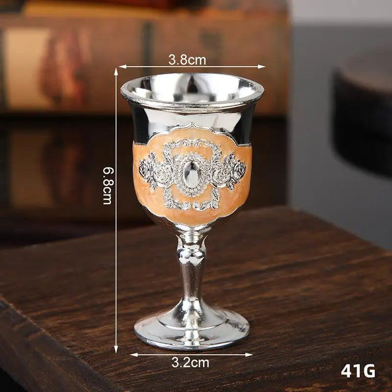 European White Wine Cup Vintage Glass Classic Metal Drinkware Goblet Qme silver orange