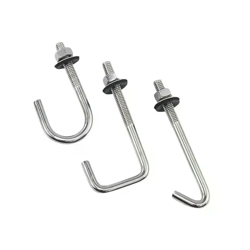 304 Stainless Steel M5 M6 L Hook Bolts With Matching Nuts Washers For Industrial Construction Home Hanging Qme