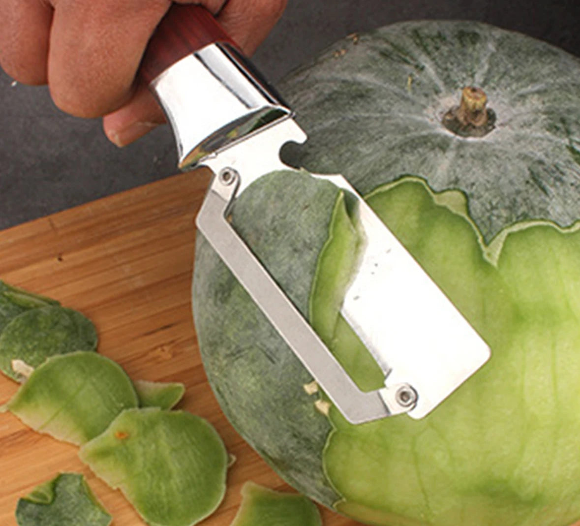 Fruit Vegetable Peeler With Wooden Handle And Bottle Opener 2-in-1 Stainless Steel Multi-functional Kitchen Tools Qme