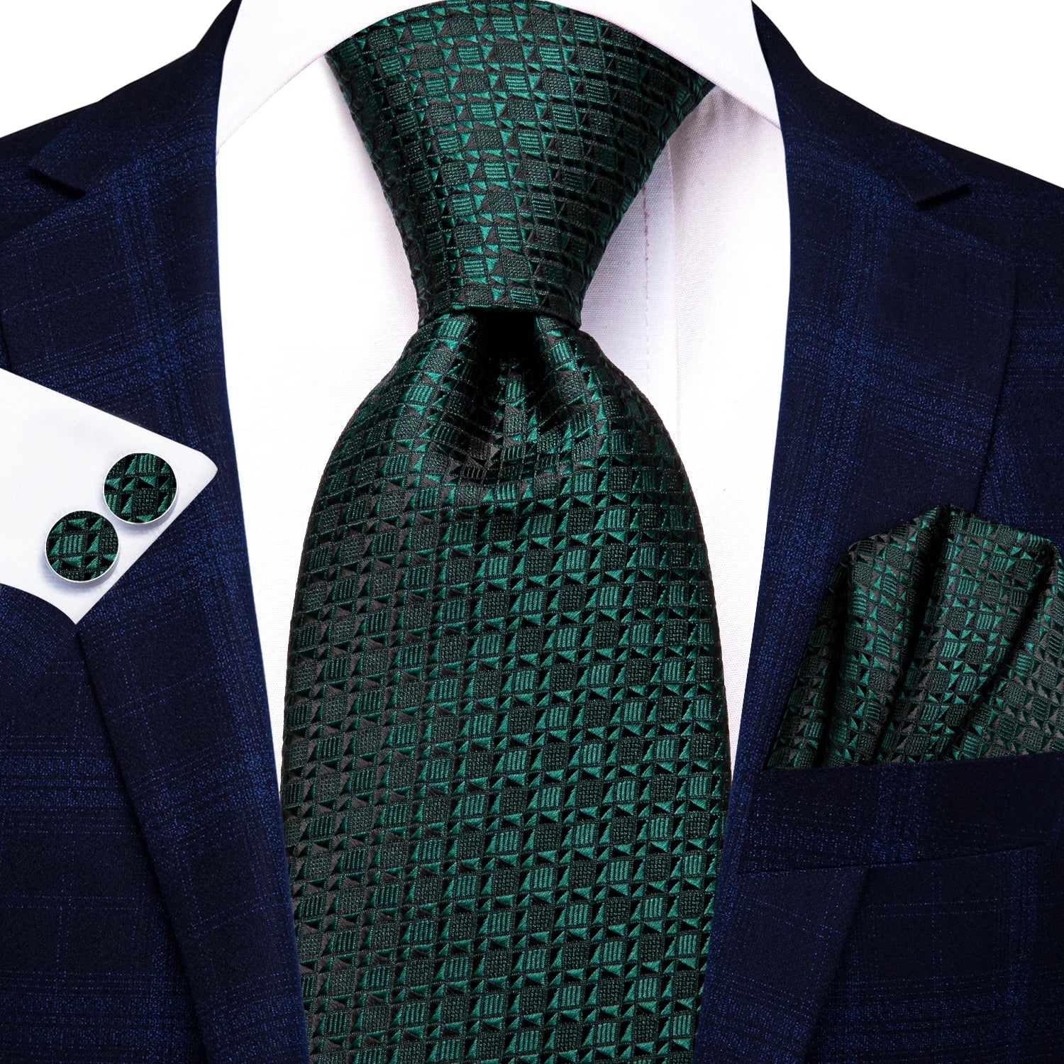 Hi-tie Red Blue Striped Business Mens Tie Jacquard Necktie