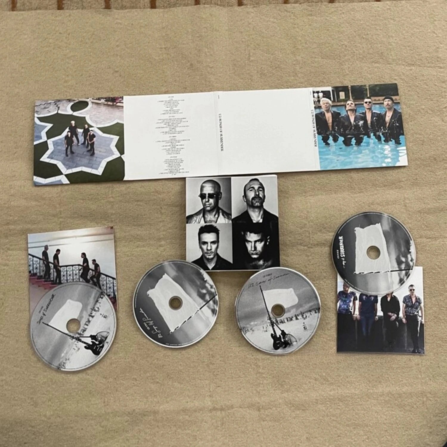 Rock Music 4CD Set with Iconic Black-and-White Band Portrait Cover, Sleek Minimalist Design + Stripped-Back Acoustic Versions Qme