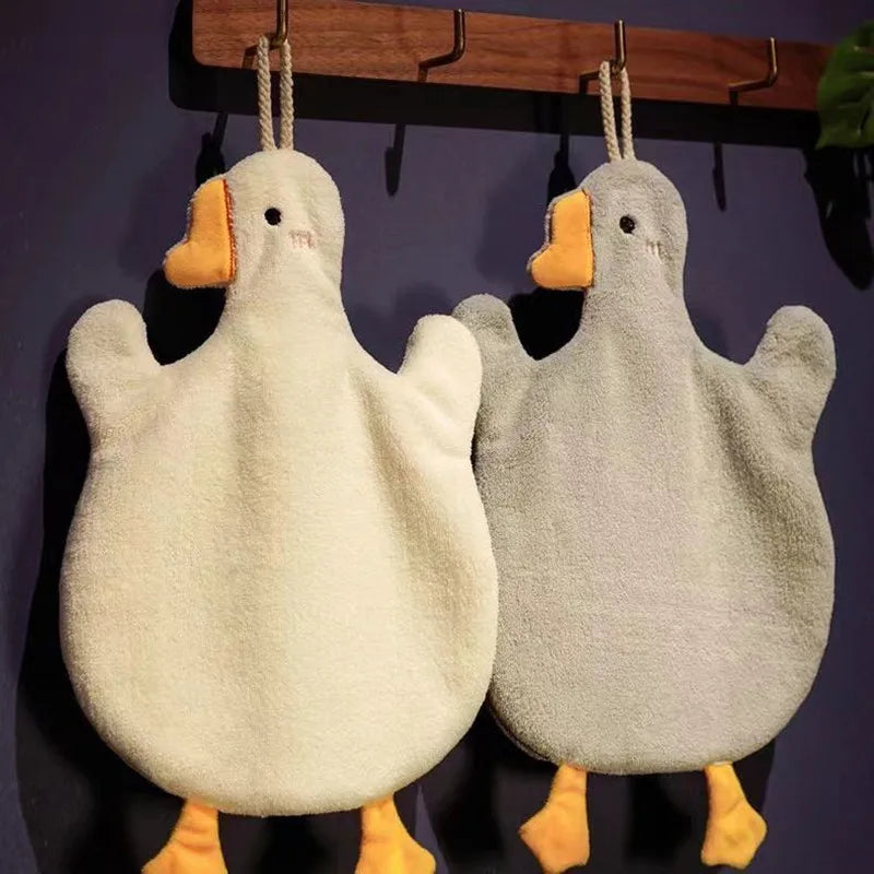 Cute Cartoon Goose Hand Towel Kitchen Bathroom Hanging Thickened Qme