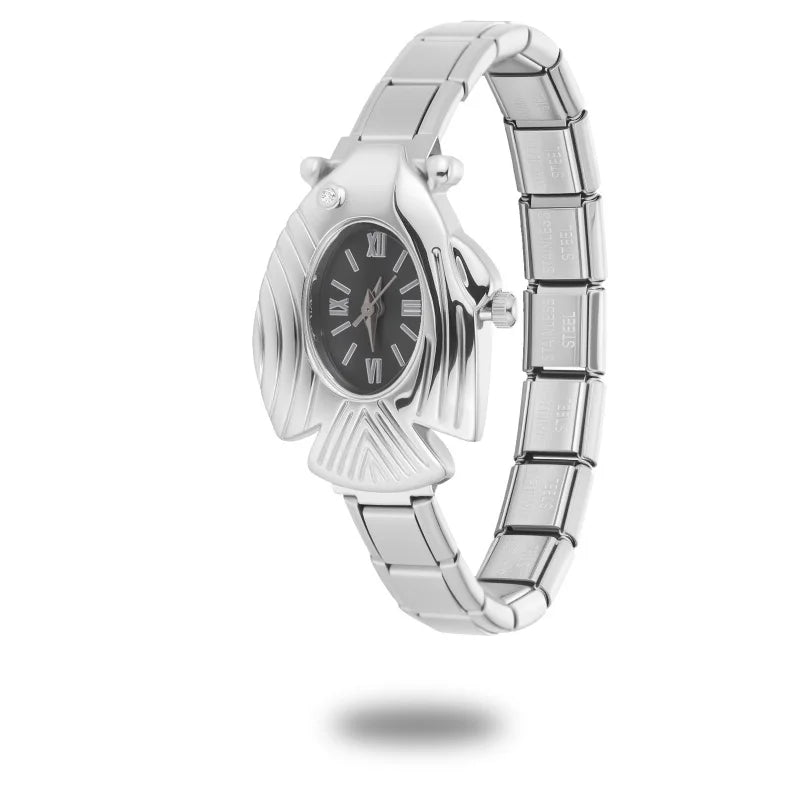 Wholesale Men Women's DIY 9MM Width Italian Elastic Charm Stainless Fish Shape Watch Bracelet Bangle For Birthday Jewelry Gift Qme Style 32