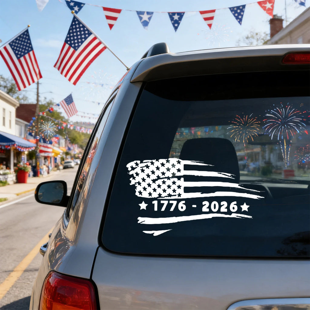 0 YeUSA Independence Day 250th Anniversary Flag Background Car Decals (1776-2026) Holiday Party Decorative Home Flat Stickers Qme