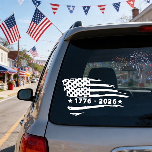 0 YeUSA Independence Day 250th Anniversary Flag Background Car Decals (1776-2026) Holiday Party Decorative Home Flat Stickers Qme
