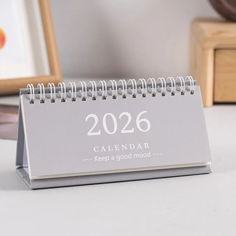 2026 Mini Desk Calendar Desktop Notepad Ornament Cute Simple Calendar,Christmas New Year Gift, Daily Planner Table Calendar Qme Gray Long Style