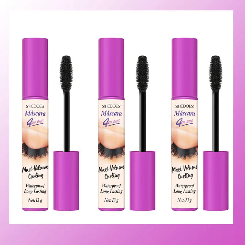 Waterproof Mascara Lengthening Eyelashes Women's Make-up Waterproof Mascara Black Silk Fibre Mascara Korean Cosmetics New Qme 3pc
