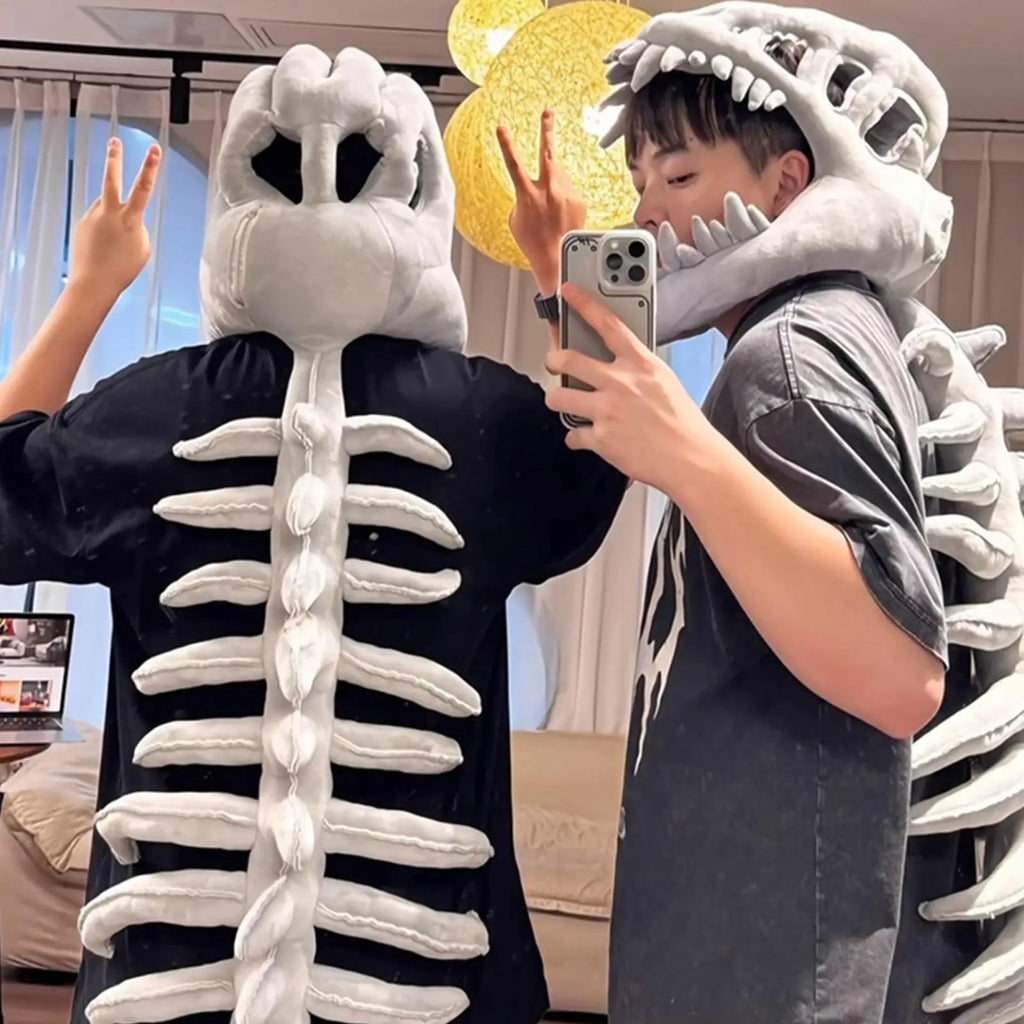 Dinosaur Skeleton Plush Costume Stuffed Toy Halloween Outfits Kids Qme